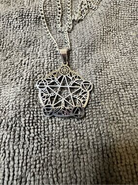 Alternative Silver-Tone Pentagram Filigree Necklace